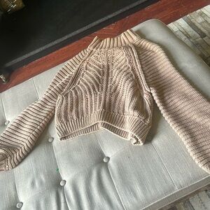 Free People Chunky Knit Turtle‎ Neck Cropped Sweater Size Small